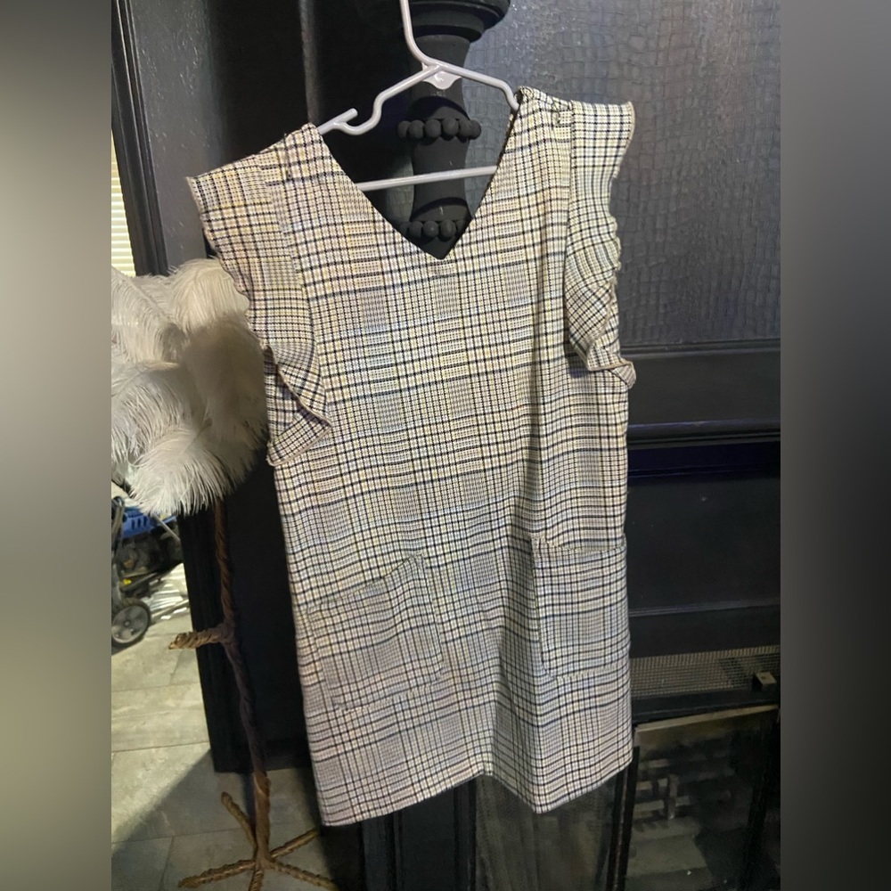 fb girls plaid raffle sleeve dress